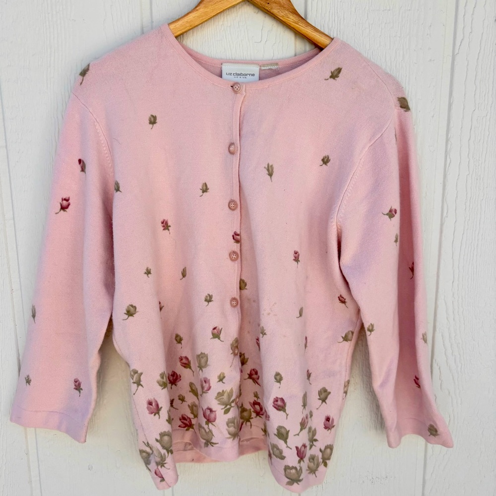 Liz Claiborne Pink Floral Cardigan